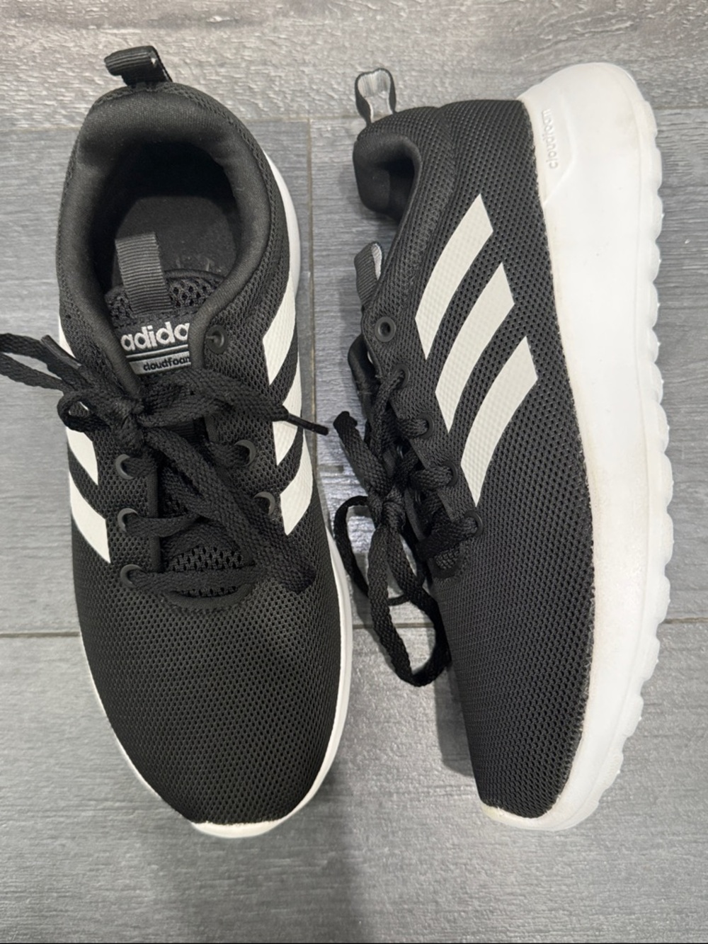 adidas Black & White Kids' Cloudfoam Sneakers